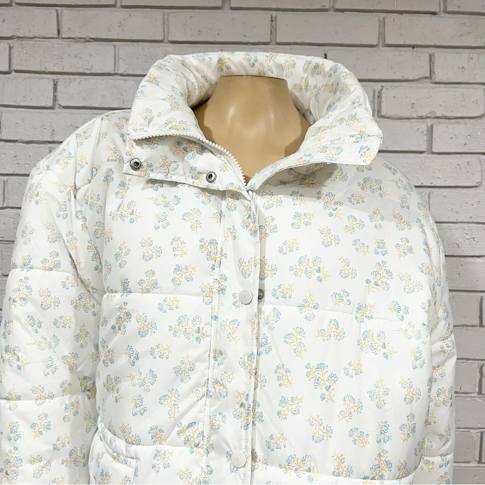 Neon Rose Women’s Vintage Ditsy Floral Puffer Jacket - Picture 2 of 10